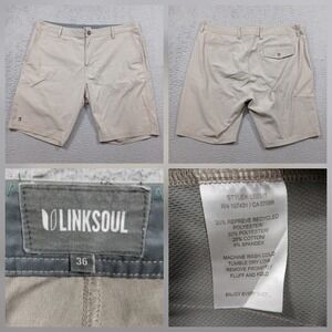 Linksoul Boardwalker Golf Shorts Men's 36 Tan Performance Stretch LS6511 Chino